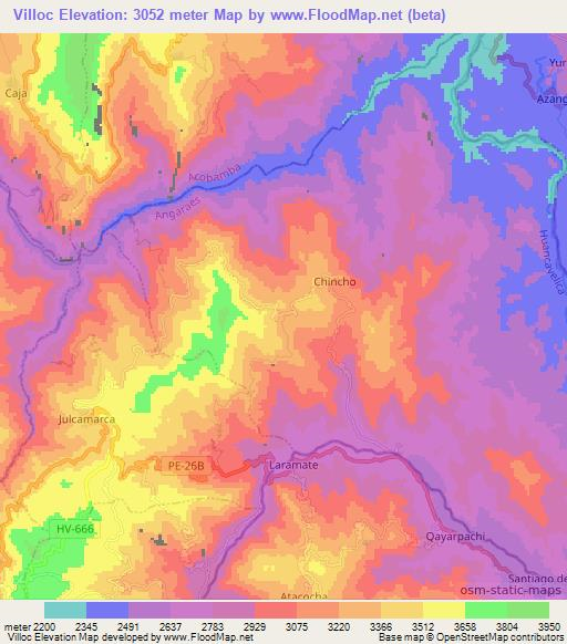 Villoc,Peru Elevation Map