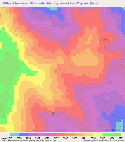 Villoc,Peru Elevation Map