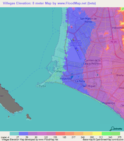 Villegas,Peru Elevation Map