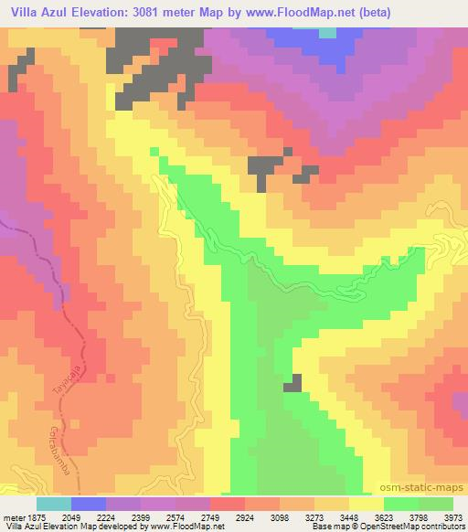 Villa Azul,Peru Elevation Map