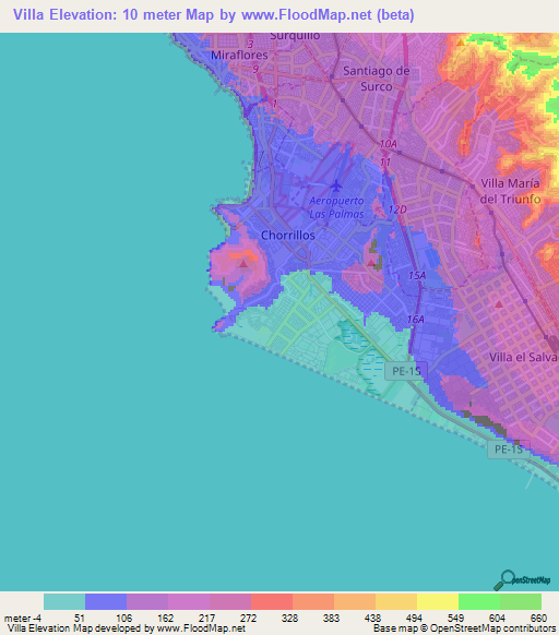 Villa,Peru Elevation Map