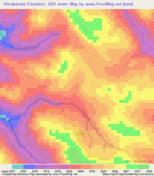 Vilcabamba,Peru Elevation Map