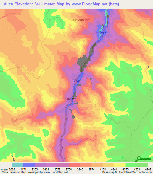 Vilca,Peru Elevation Map