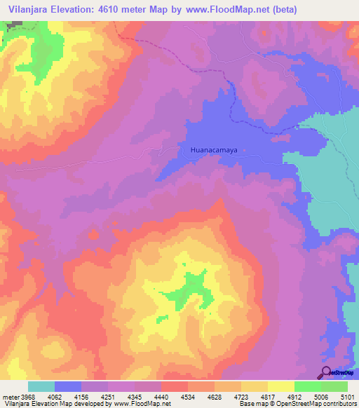 Vilanjara,Peru Elevation Map