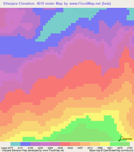 Vilanjara,Peru Elevation Map