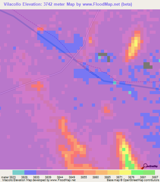 Vilacollo,Peru Elevation Map