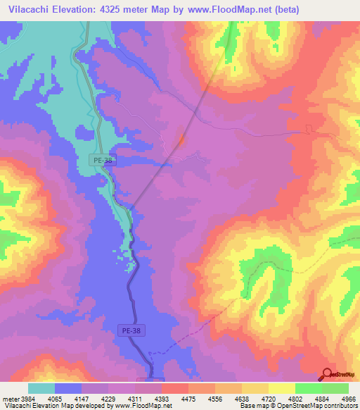 Vilacachi,Peru Elevation Map