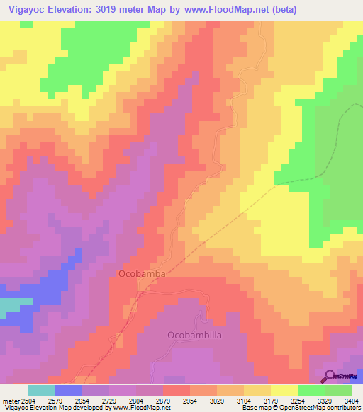 Vigayoc,Peru Elevation Map