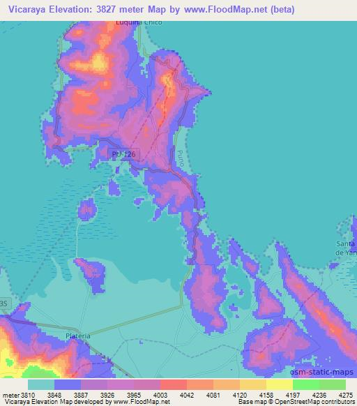 Vicaraya,Peru Elevation Map