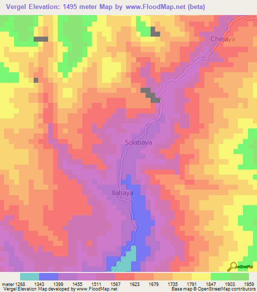 Vergel,Peru Elevation Map