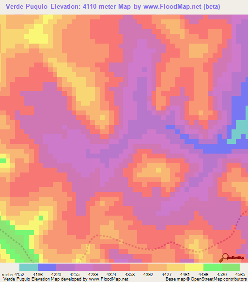Verde Puquio,Peru Elevation Map