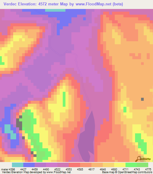 Verdec,Peru Elevation Map