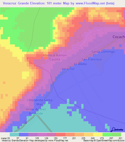 Veracruz Grande,Peru Elevation Map