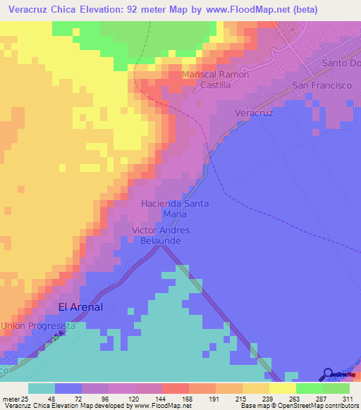Veracruz Chica,Peru Elevation Map