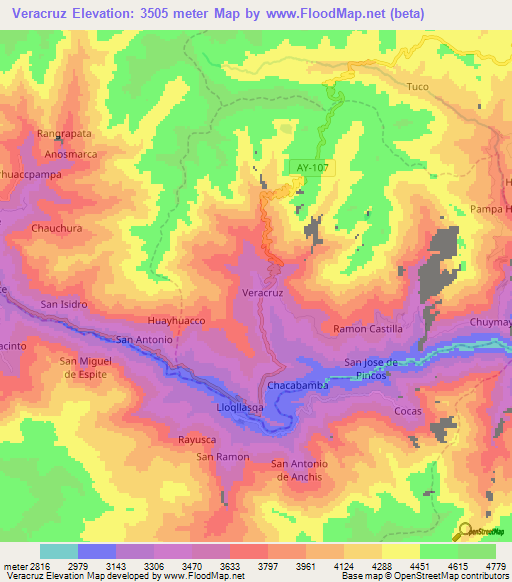 Veracruz,Peru Elevation Map