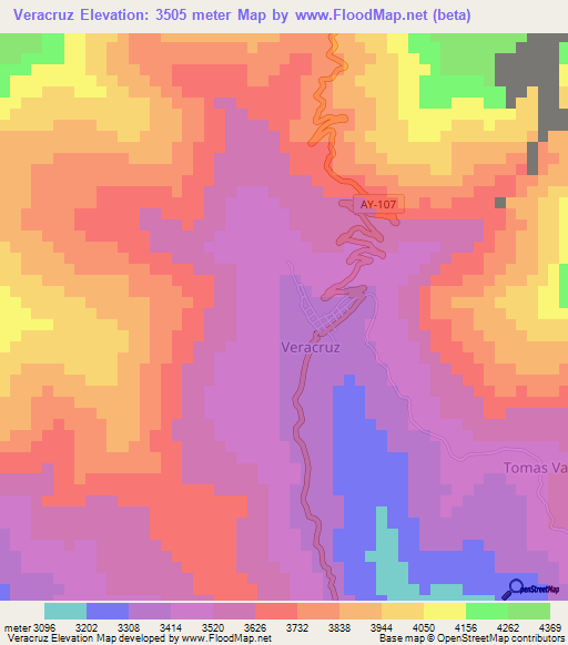 Veracruz,Peru Elevation Map