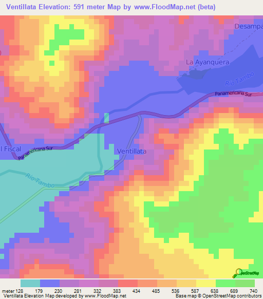 Ventillata,Peru Elevation Map
