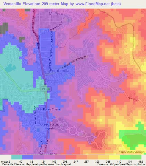 Ventanilla,Peru Elevation Map