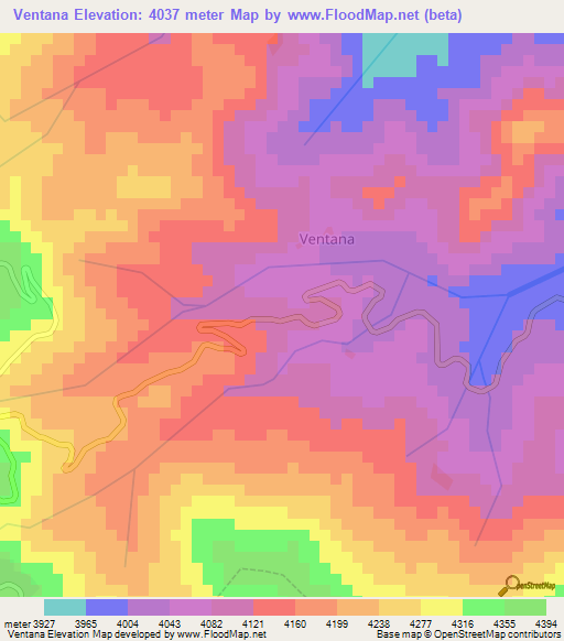 Ventana,Peru Elevation Map