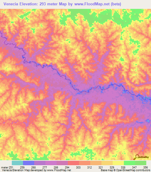 Venecia,Peru Elevation Map
