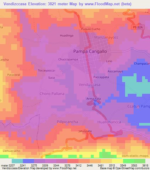 Vendizccasa,Peru Elevation Map