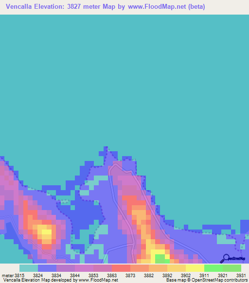 Vencalla,Peru Elevation Map