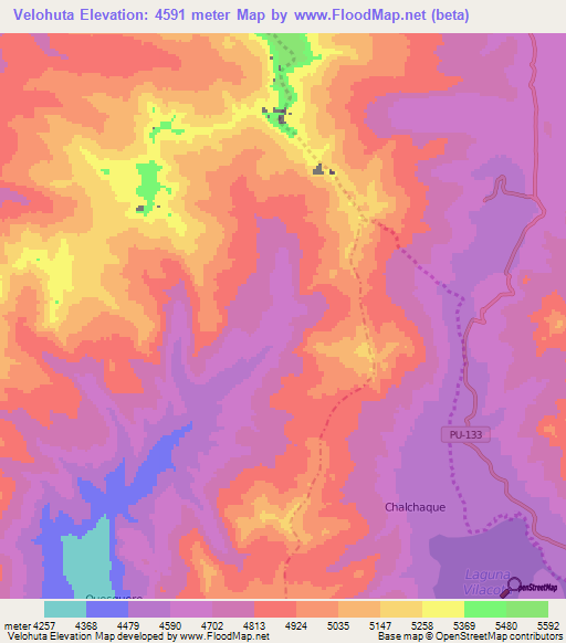 Velohuta,Peru Elevation Map