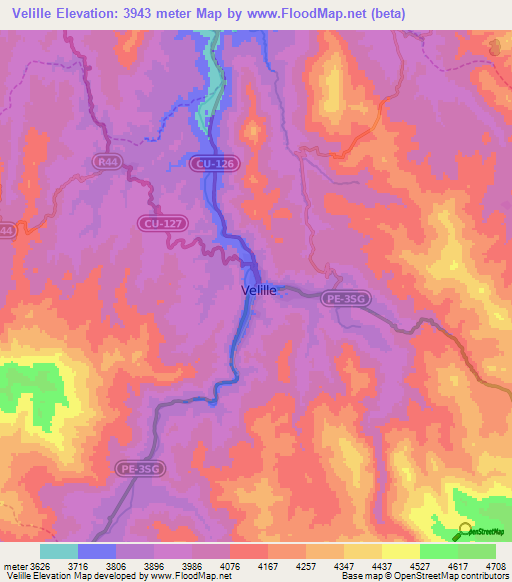 Velille,Peru Elevation Map