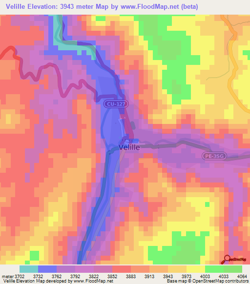 Velille,Peru Elevation Map