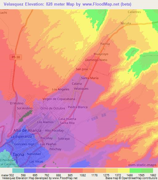 Velasquez,Peru Elevation Map