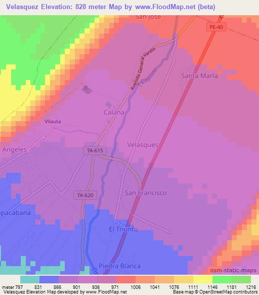 Velasquez,Peru Elevation Map