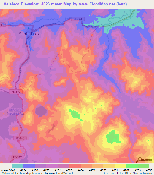 Velalaca,Peru Elevation Map