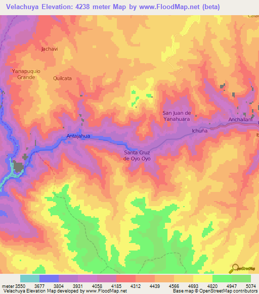 Velachuya,Peru Elevation Map