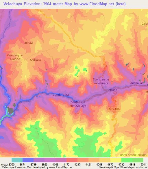 Velachuya,Peru Elevation Map