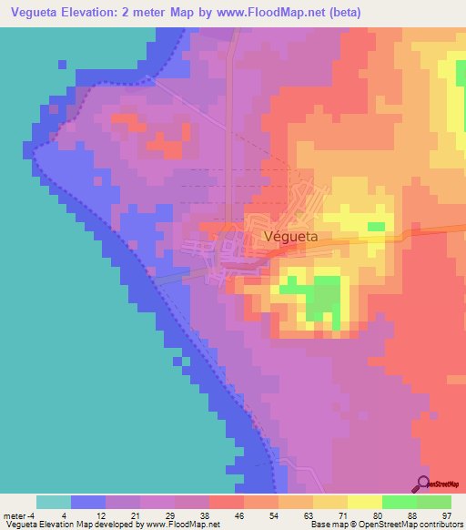 Vegueta,Peru Elevation Map