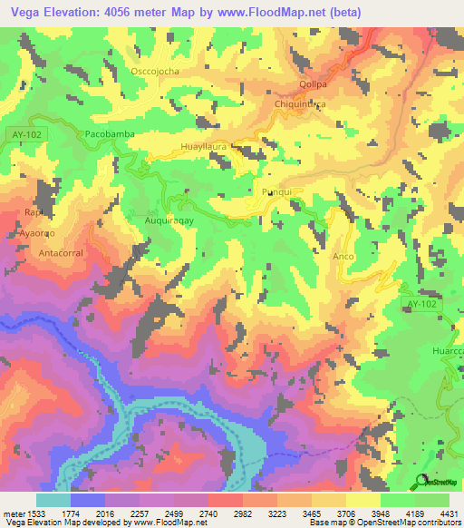 Vega,Peru Elevation Map