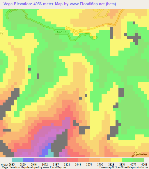 Vega,Peru Elevation Map