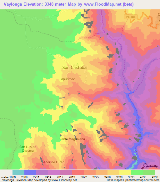 Vaylonga,Peru Elevation Map
