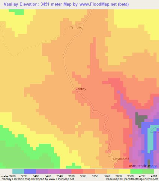 Vanllay,Peru Elevation Map