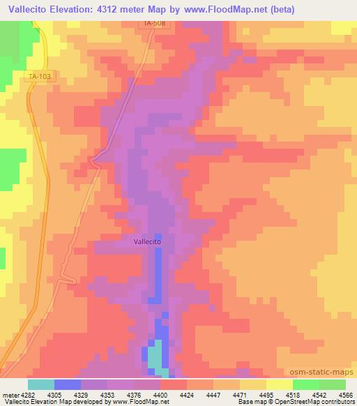 Vallecito,Peru Elevation Map