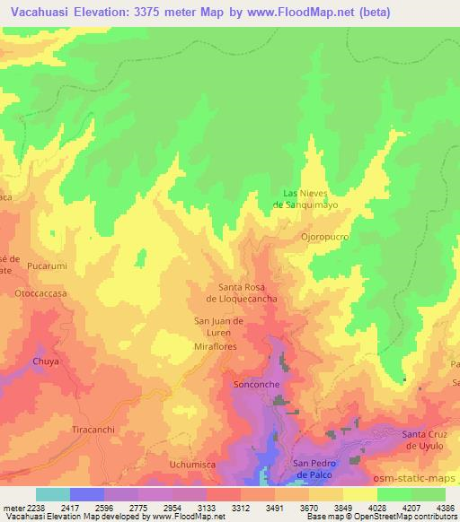 Vacahuasi,Peru Elevation Map