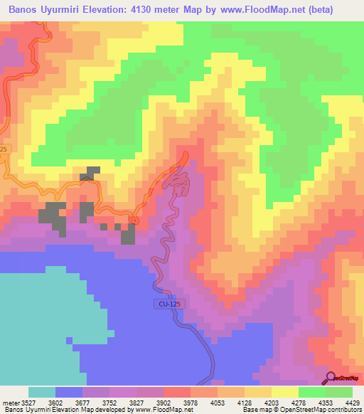 Banos Uyurmiri,Peru Elevation Map