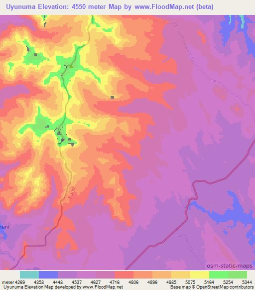 Uyunuma,Peru Elevation Map