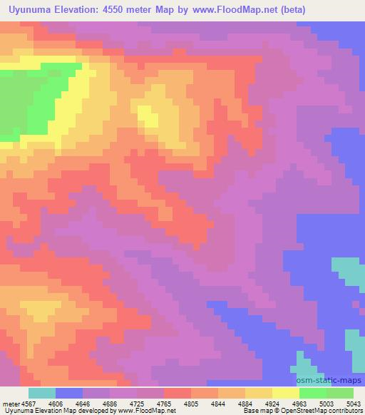 Uyunuma,Peru Elevation Map