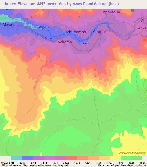 Utunco,Peru Elevation Map