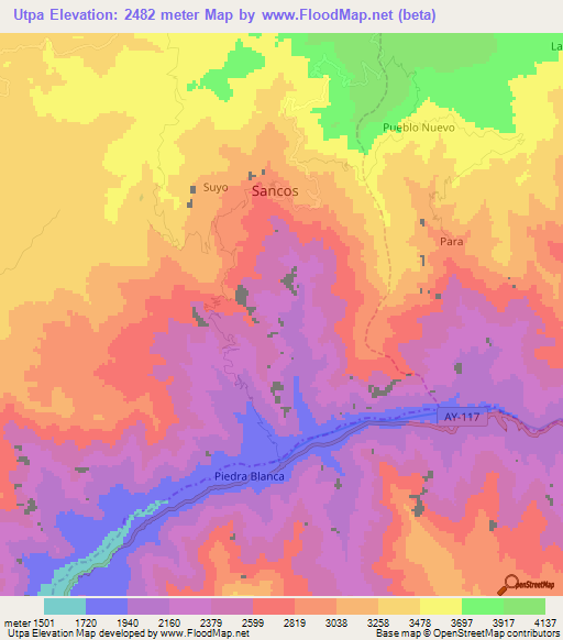 Utpa,Peru Elevation Map