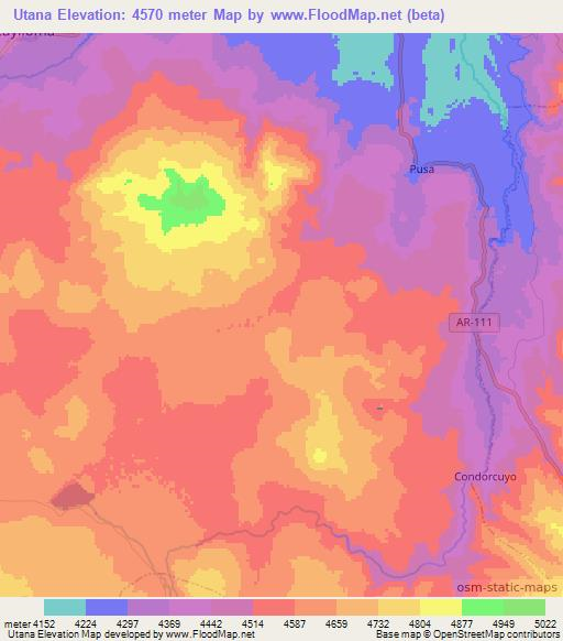 Utana,Peru Elevation Map
