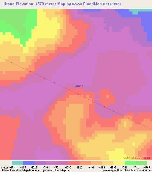 Utana,Peru Elevation Map