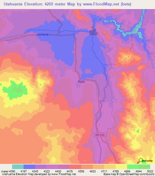 Utahuanta,Peru Elevation Map