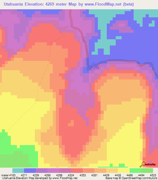 Utahuanta,Peru Elevation Map